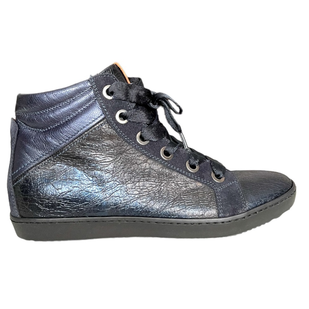 Ron White Lace Up Leather & Suede Sneaker w Side Zipper